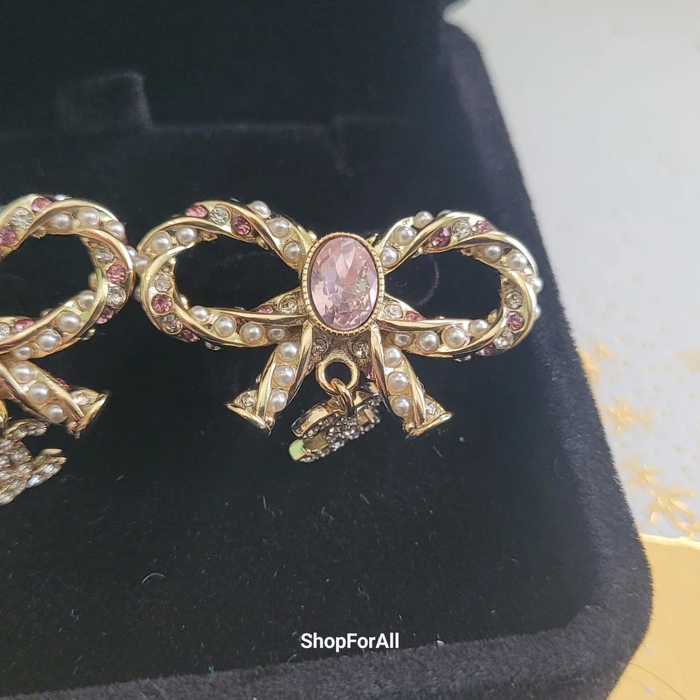 CHANEL Gold Pink Crystal Earrings with Vintage Elegance - Picture 4 of 5